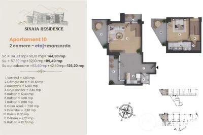 Apartament de Lux cu 2 camere de vanzare in Sinaia, Ap 10 - Sinaia