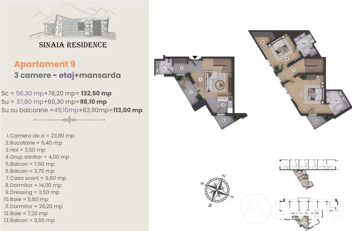 Apartament de Lux cu 3 camere de vanzare in Sinaia, Ap 9 - foto 3