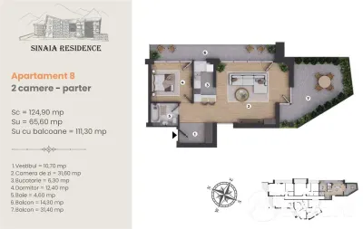 Apartament de Lux cu 2 camere de vanzare in Sinaia, Ap 8 - foto 17