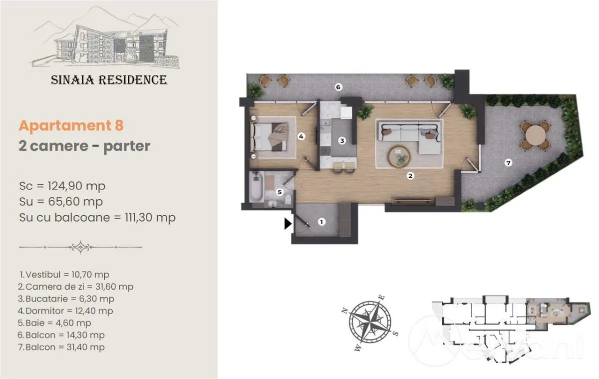 Apartament de Lux cu 2 camere de vanzare in Sinaia, Ap 8 - foto 17