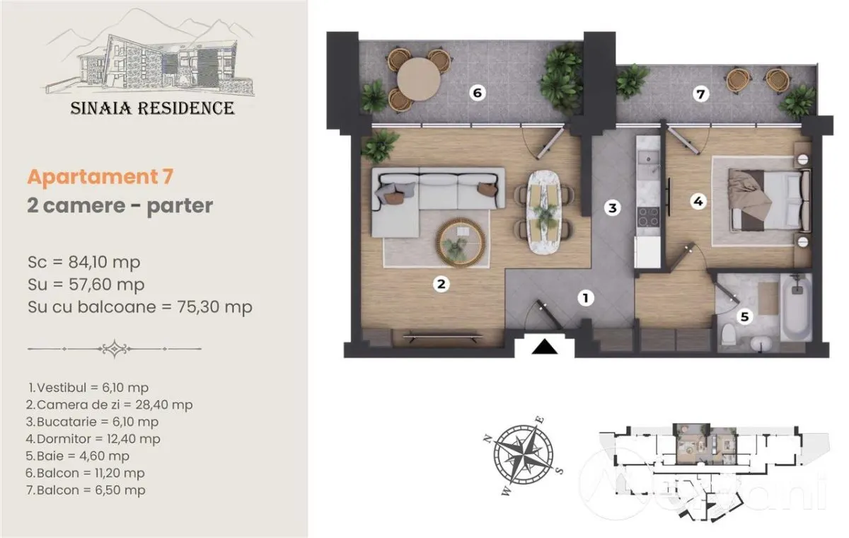 Apartament de Lux cu 2 camere de vanzare in Sinaia, Ap 7 - foto 2