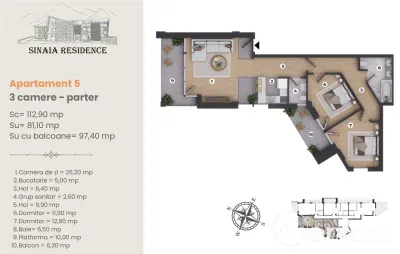 Apartament de Lux cu 3 camere de vanzare in Sinaia, Ap 5 - foto 3
