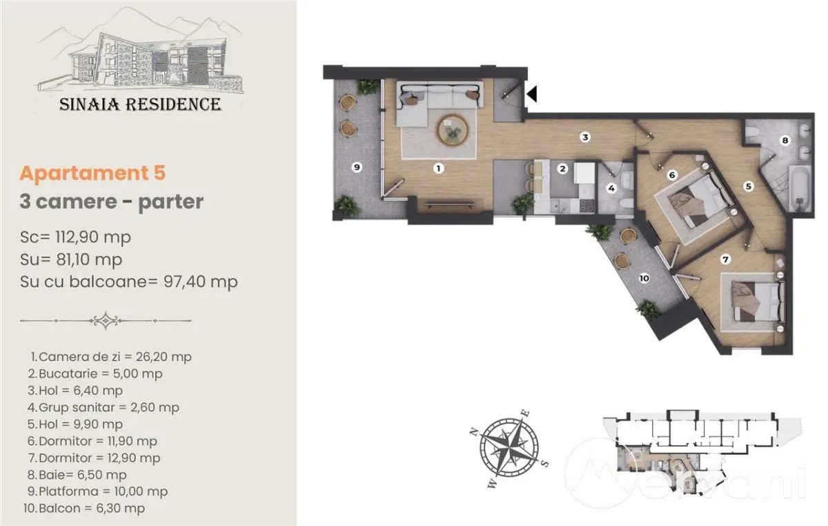 Apartament de Lux cu 3 camere de vanzare in Sinaia, Ap 5 - foto 3