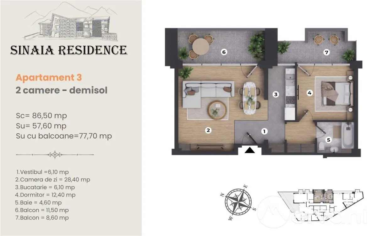 Apartament de Lux cu 2 camere de vanzare in Sinaia, Ap 3 - foto 1