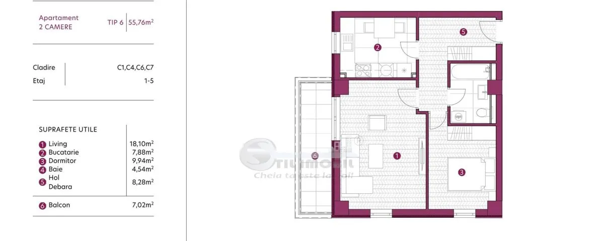 Apartament primitor 2 camere – 55.76 mp de confort COMISION 0% - foto 2