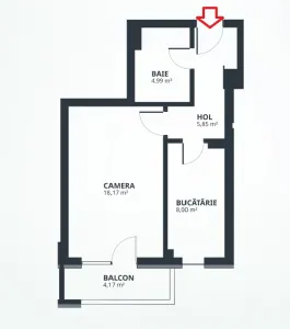 Apartament o camera Tatarasi - 42mp - mutare imediata. - foto 7