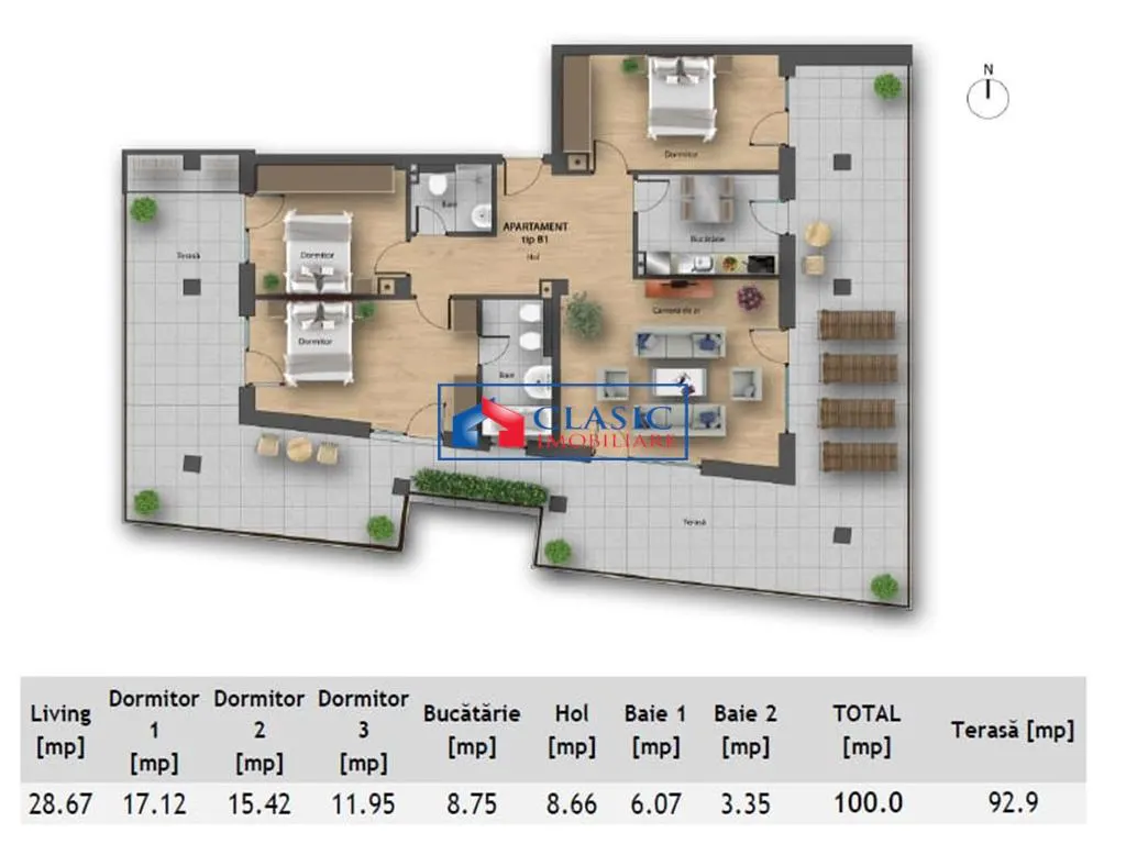Vanzare apartament 4 camere tip penthouse, cu terasa de 94 mp in Buna Ziua zona Lidl - foto 16