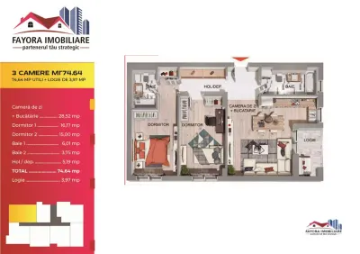 Apartament 3 Camere de Vanzare in Ansamblu Rezidential Nou - foto 3
