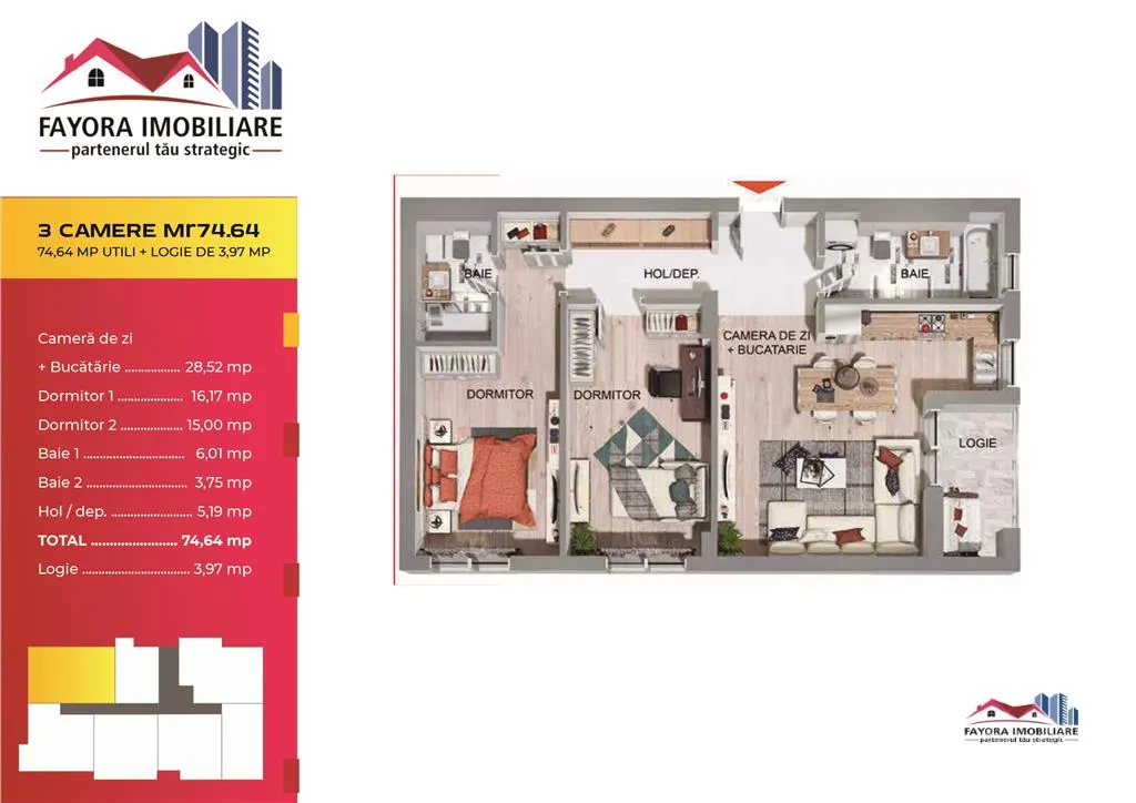 Apartament 3 Camere de Vanzare in Ansamblu Rezidential Nou - foto 3