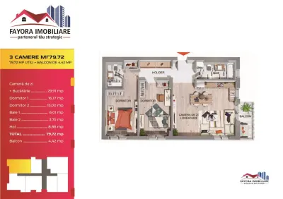 Apartament 3 Camere de Vanzare in Ansamblu Rezidential Nou - foto 5
