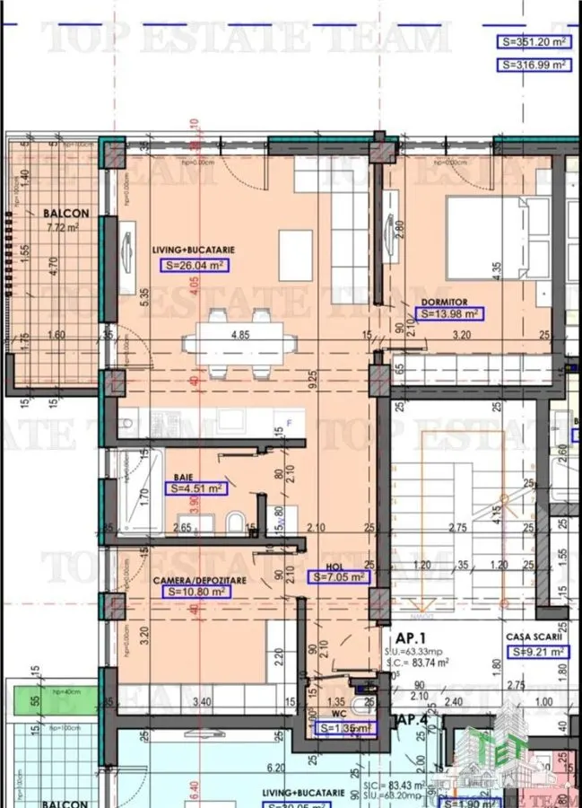 Apartament 3 camere in proiect nou - Bratianu Constanta - TVA inclus - foto 2