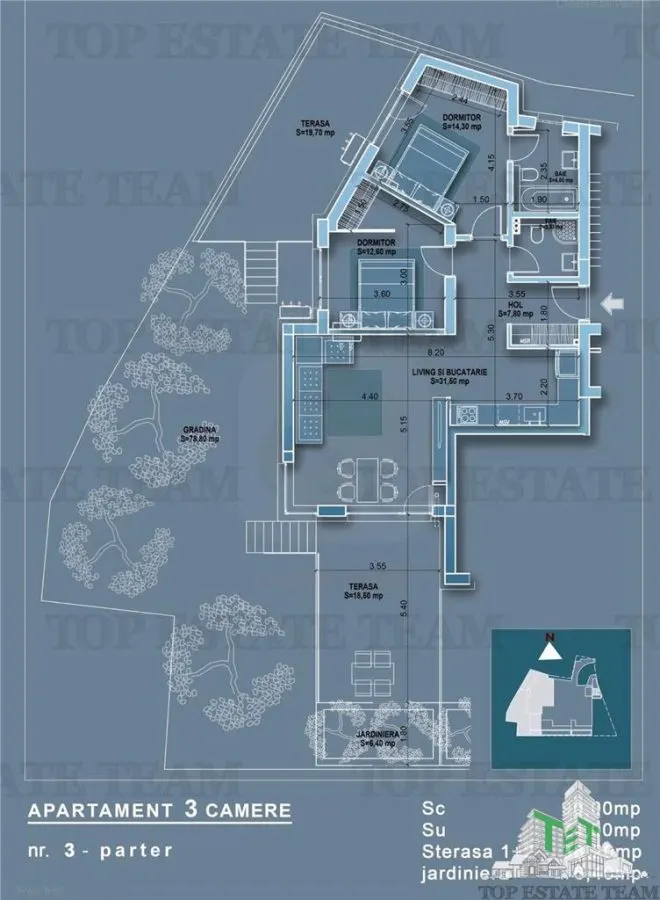 Apartament 3 camere cu terase si gradina, adiacent metrou Obor - foto 1