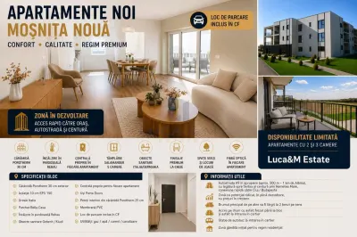APARTAMENTE NOI PREMIUM  INCALZIRE IN PARDOSEALA  LOC PARCARE INCLUS - Mosnita Noua