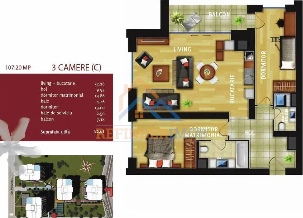 Apartament de vanzare cu 3 camere, Complex Rezidential In City - foto 12