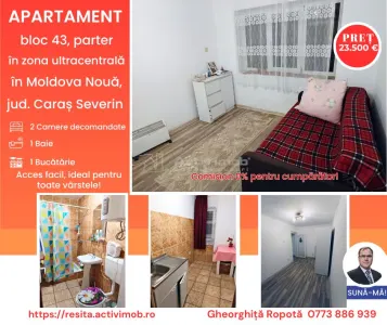 Apartament 2 camere ultracentral in Moldova Noua - Moldova Noua