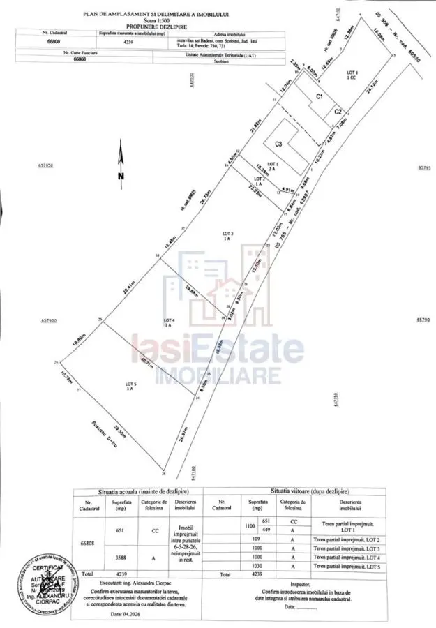 Badeni central com Scobinti  Iasi Teren 3000mp  parcelat  toate utilitatile - foto 2