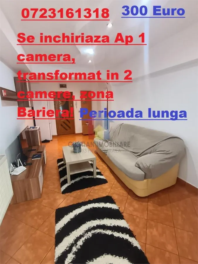 Se inchiriaza Ap 1 Camera, transformat in 2 camere, Parter, zona Bariera - foto 1