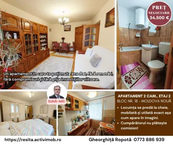 Apartament 2 camere in zona centrala Moldova Noua - Moldova Noua