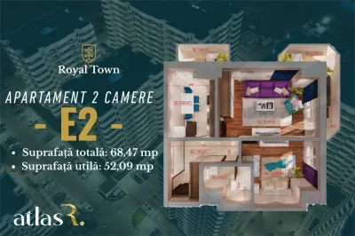 Apartament 2 camere 68,47 mp decomandat, bloc nou  in Copou Comision 0% - Iasi