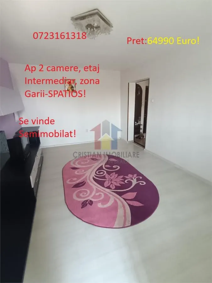 SPATIOS!  LIBER!! Ap 2 Camere, etaj Intermediar in bloc cu Lift-58 mp - foto 1