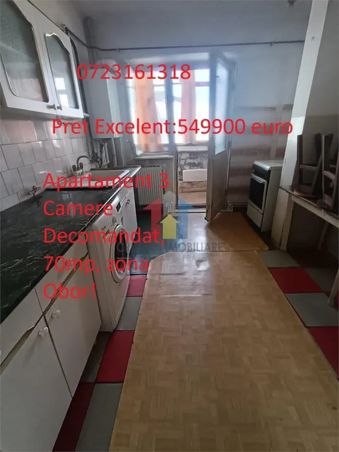 Pret Bun!  SPATIOS! Apartament 3 camere Decomandat, 70mp zona Obor - foto 1