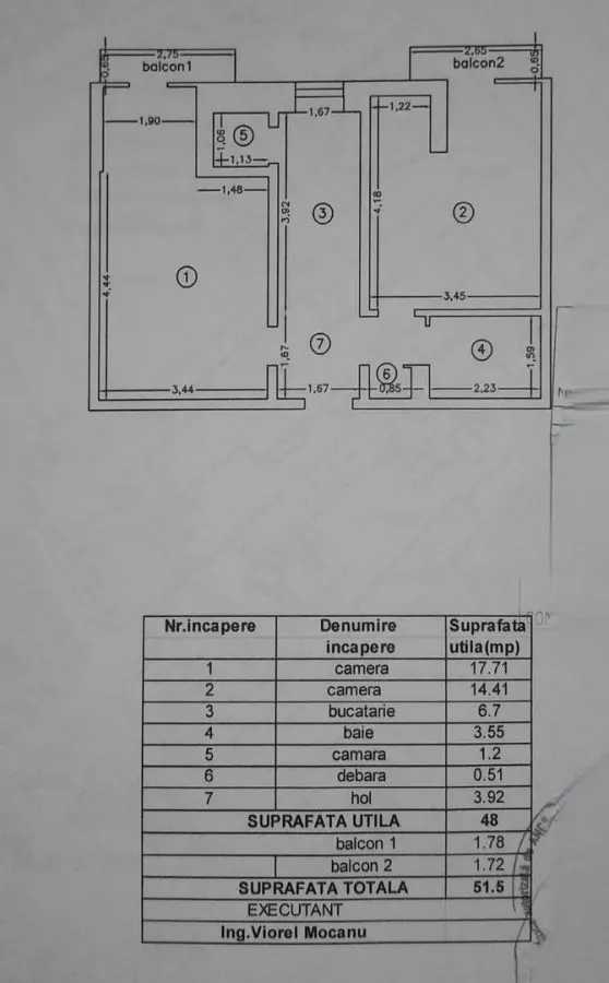 Ap. 2 camere CD, 51.5mp,  et. intermediar, Podu Ros - foto 12