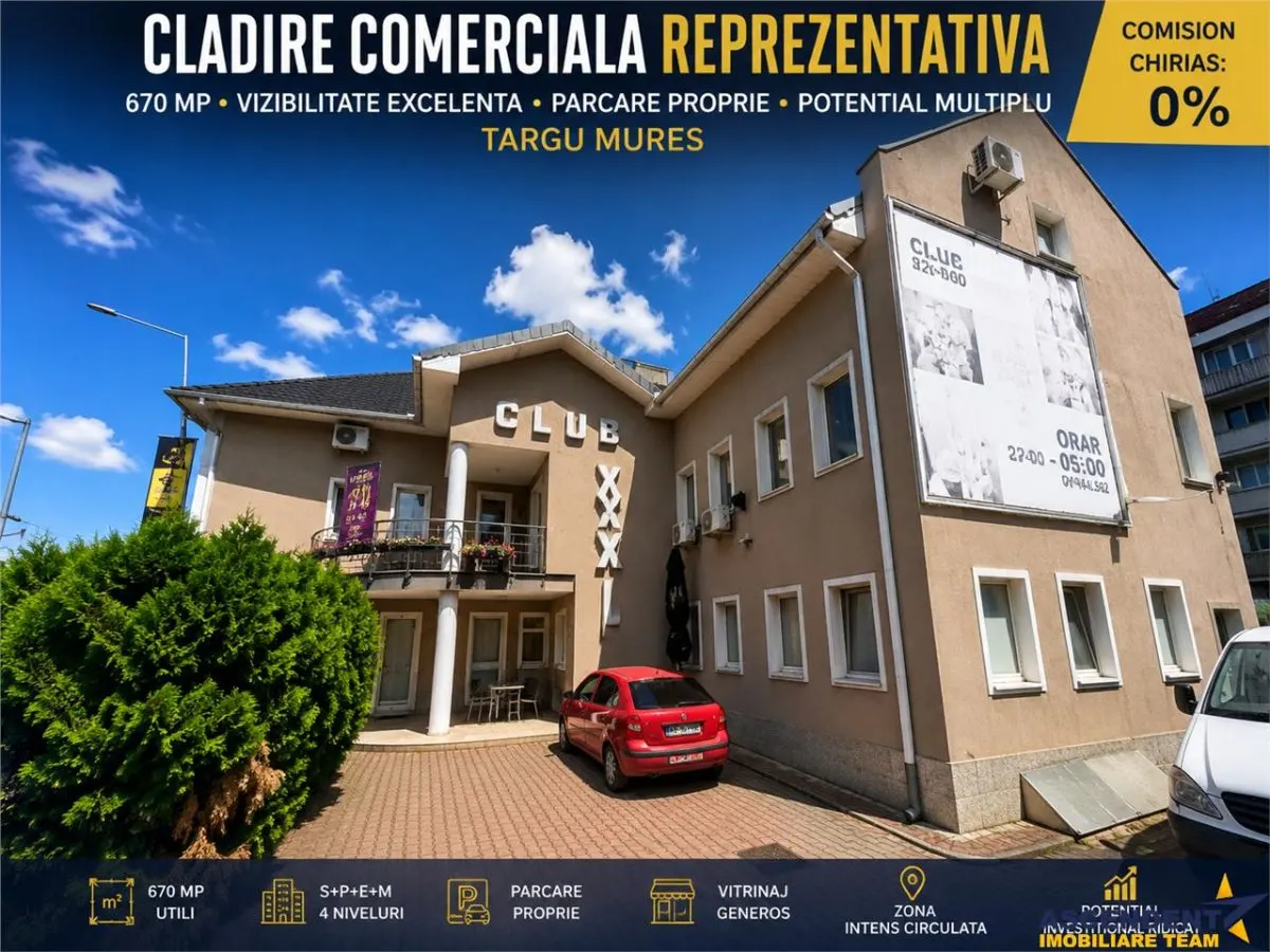 Cladire comerciala reprezentativa, 670 mp, vizibilitate, parcare proprie, vitrinaj stradal si potential multiplu, Targu Mures. - foto 1