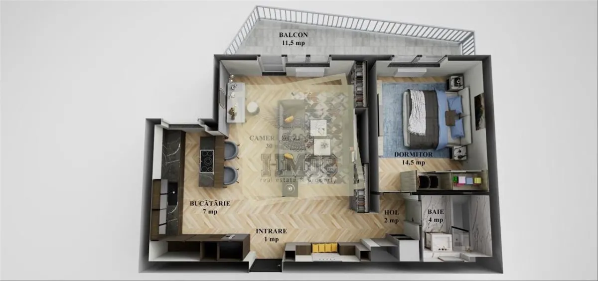 Apartament mobilat 60 mp utili la etajul 1 cu 2 camere terasa 12 mp - foto 10