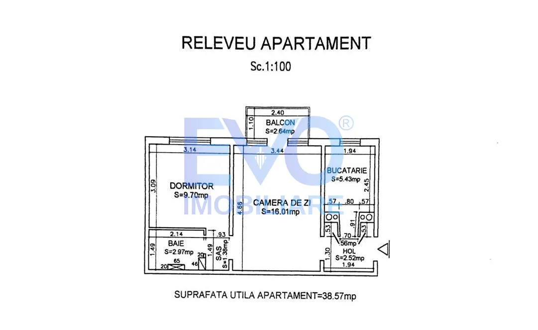Apartament cu 2 camere, 41 mp, zona Pacurari Alpha Bank - foto 8