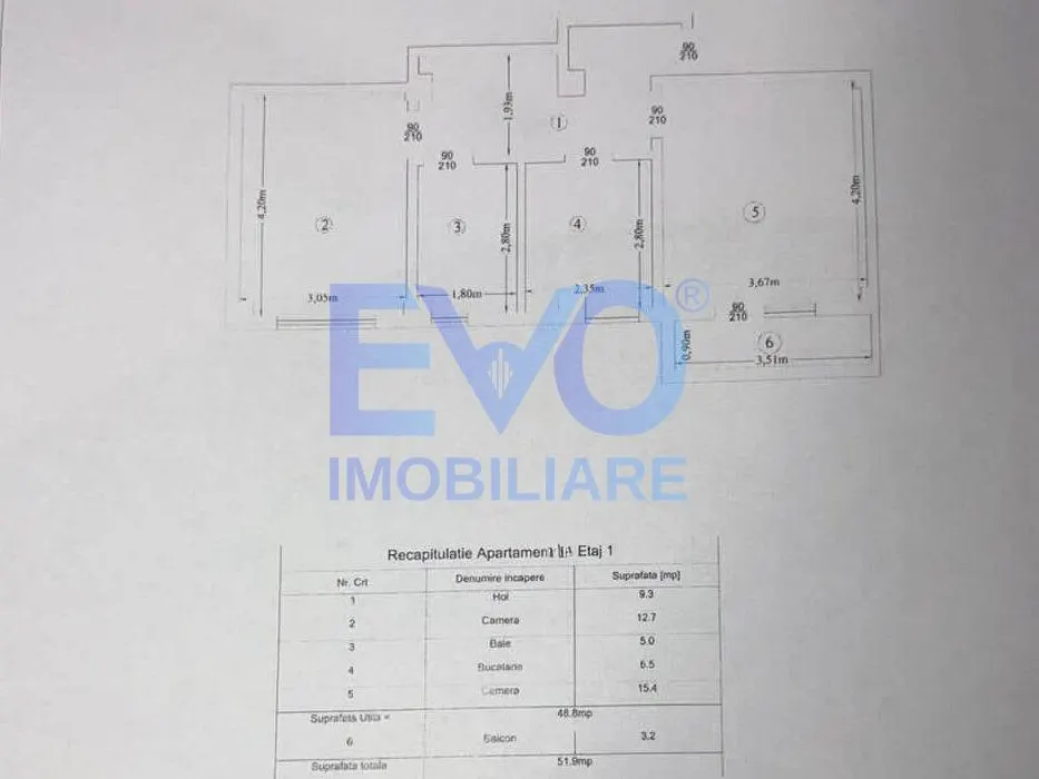 Apartament cu 2 camere, etajul 1, decomandat, geam la baie, zona Rediu - foto 8