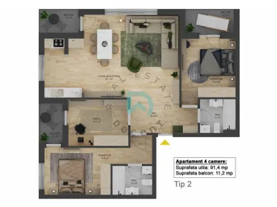 Apartament nou cu 4 camere - 91,4 mp utili - Doamna Stanca, Selimbar - Selimbar