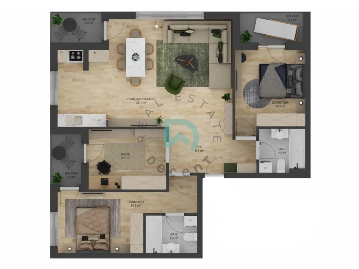 Apartament nou cu 4 camere - 91,4 mp utili - Doamna Stanca, Selimbar - foto 2
