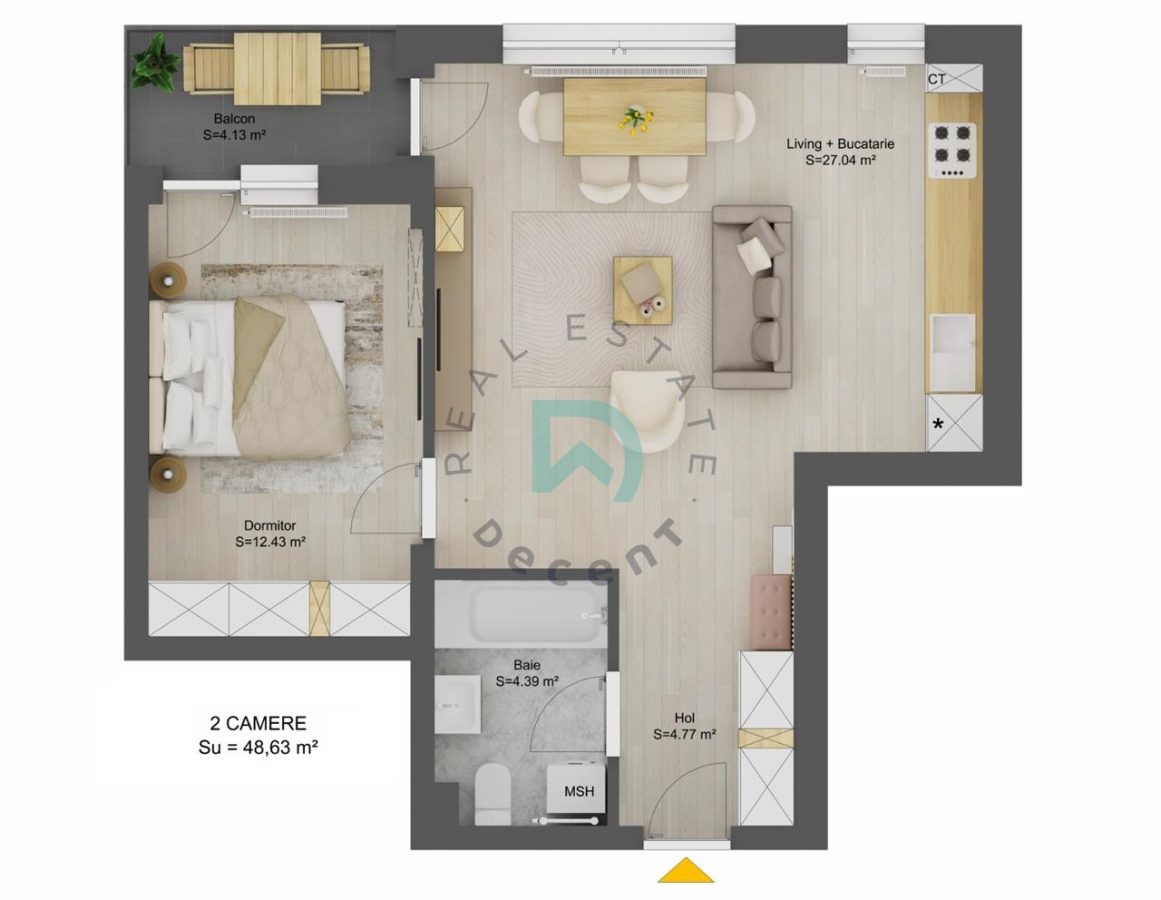 Apartament nou cu 2 camere - 48,63 mp utili - Doamna Stanca, Selimbar - foto 10