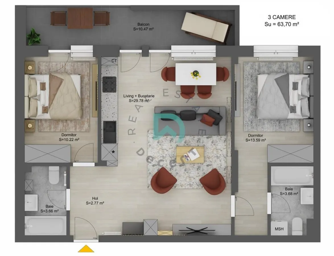 Apartament nou cu 3 camere - 63,70 mp utili - Doamna Stanca, Selimbar - foto 1