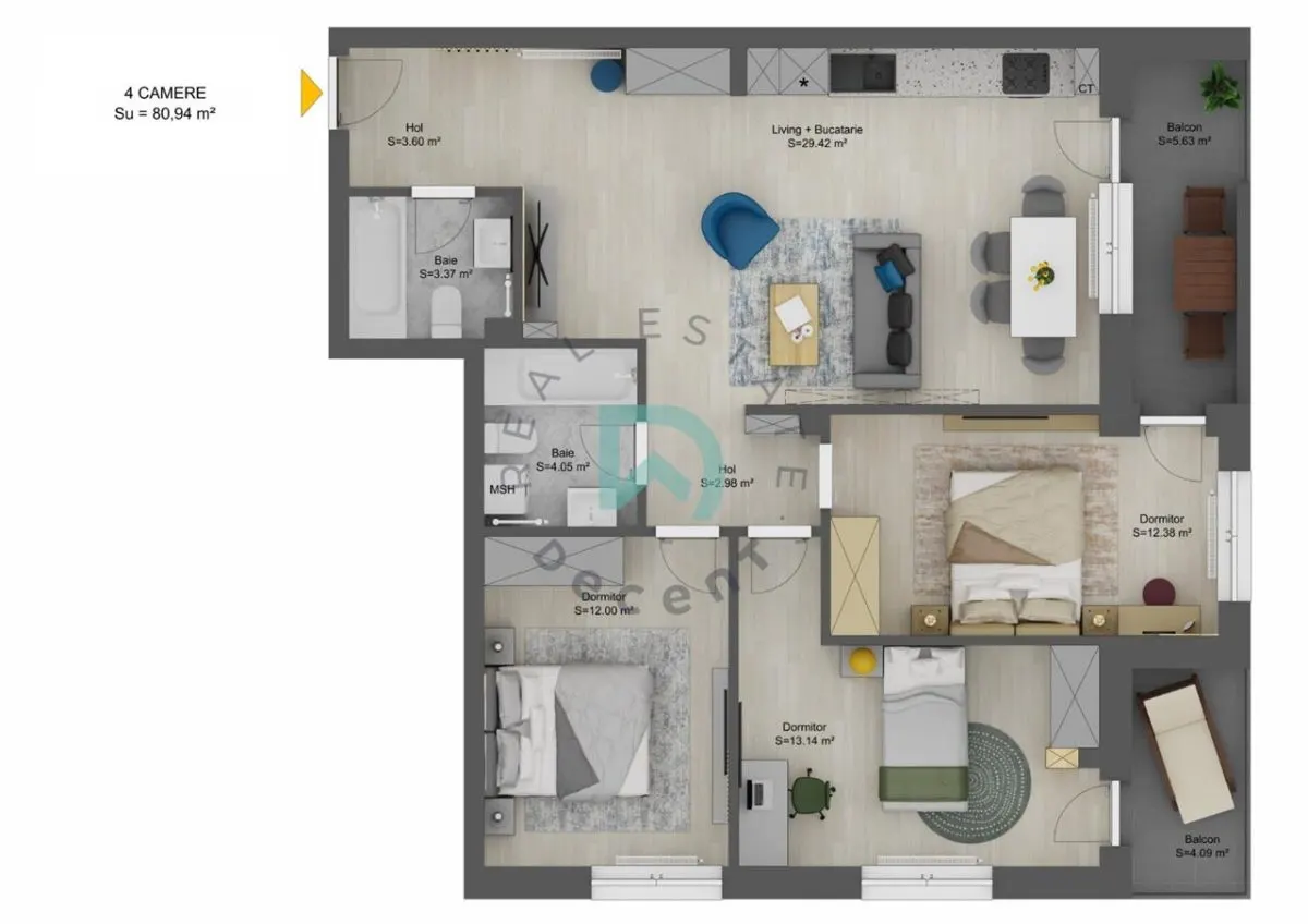 Apartament nou cu 4 camere - 80,94 mp utili - Doamna Stanca, Selimbar - foto 1