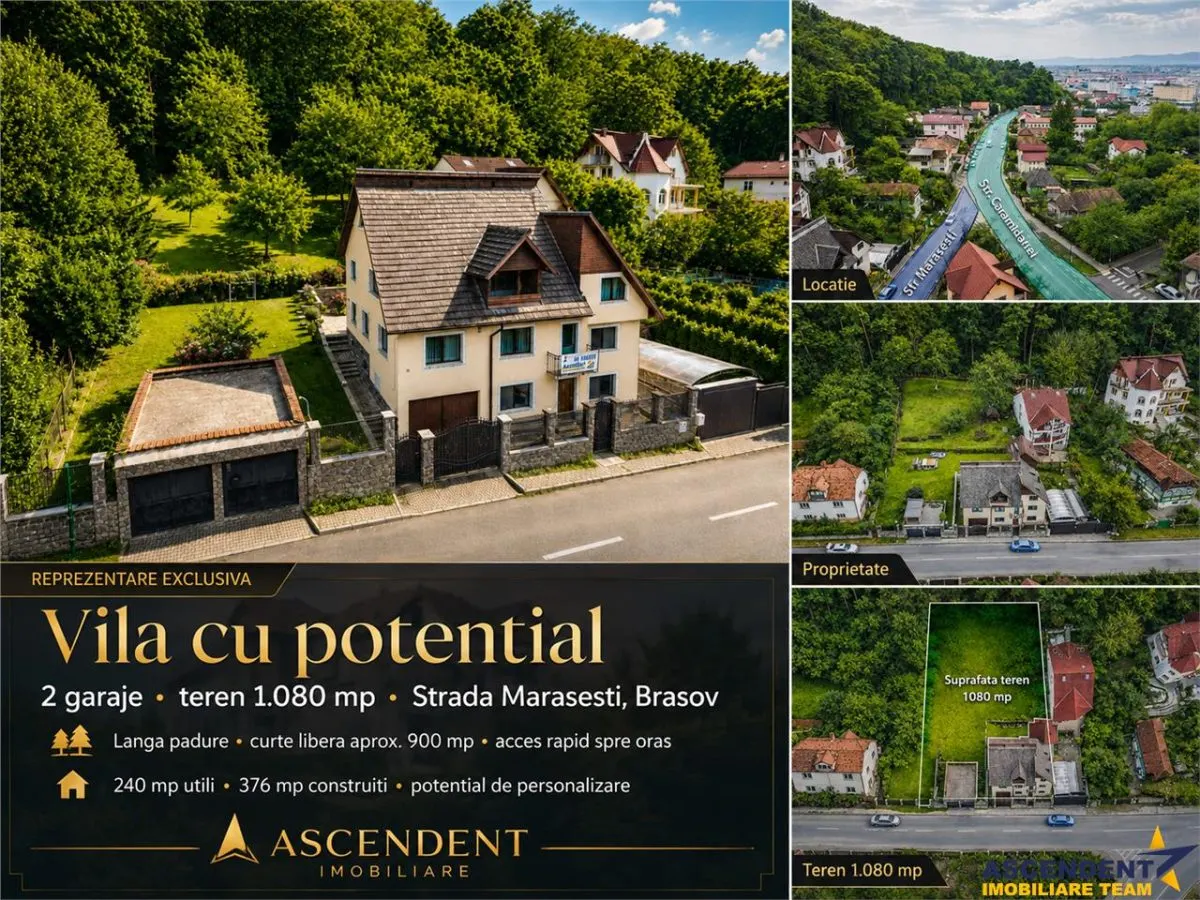 Vila cu potential, 2 garaje, teren 1.080 mp, strada Marasesti, Brasov - foto 1