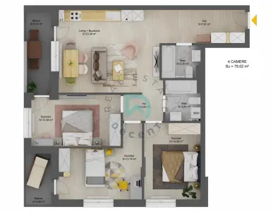 Apartament nou cu 4 camere - 79,02 mp utili - Doamna Stanca, Selimbar - Selimbar