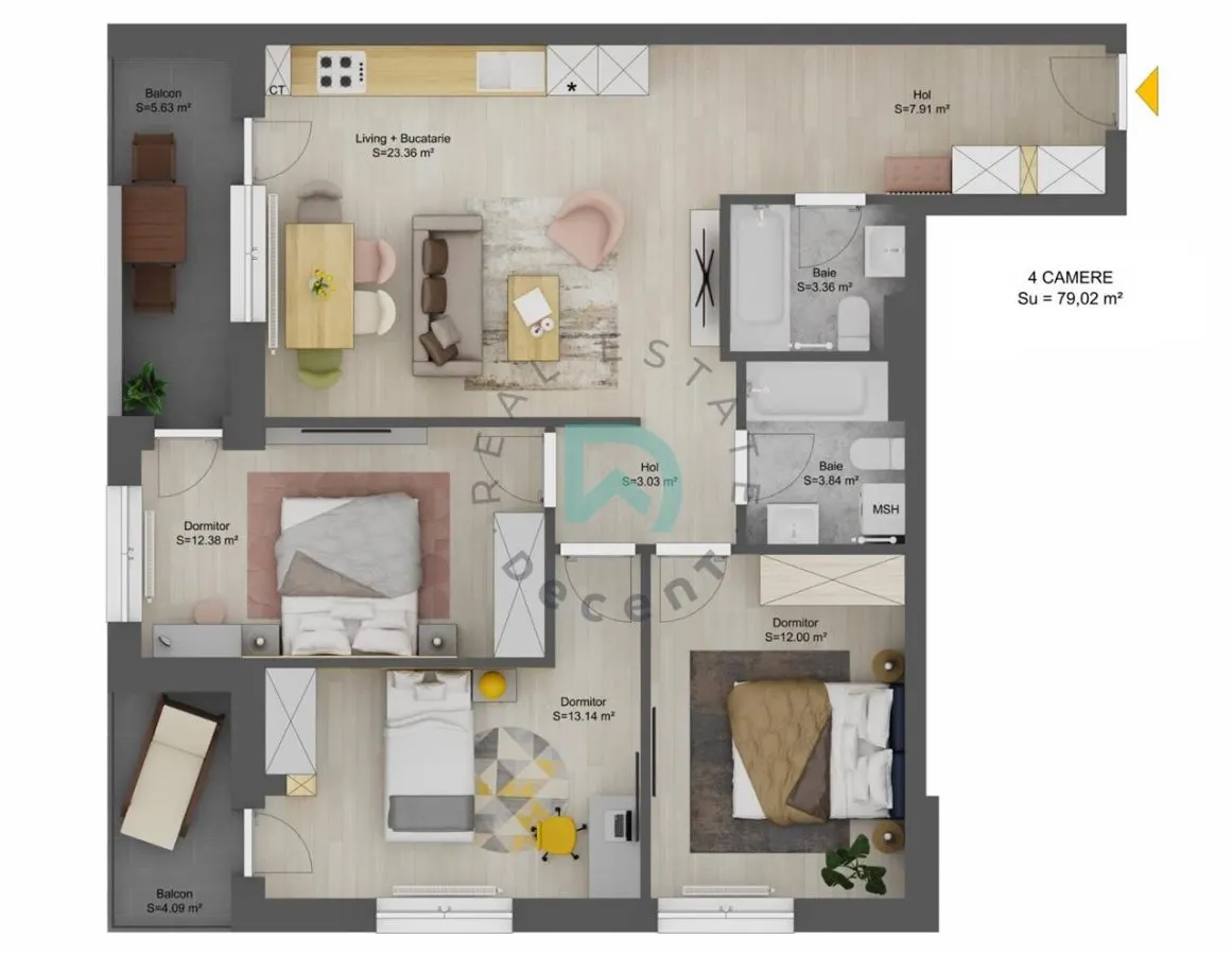 Apartament nou cu 4 camere - 79,02 mp utili - Doamna Stanca, Selimbar - foto 1