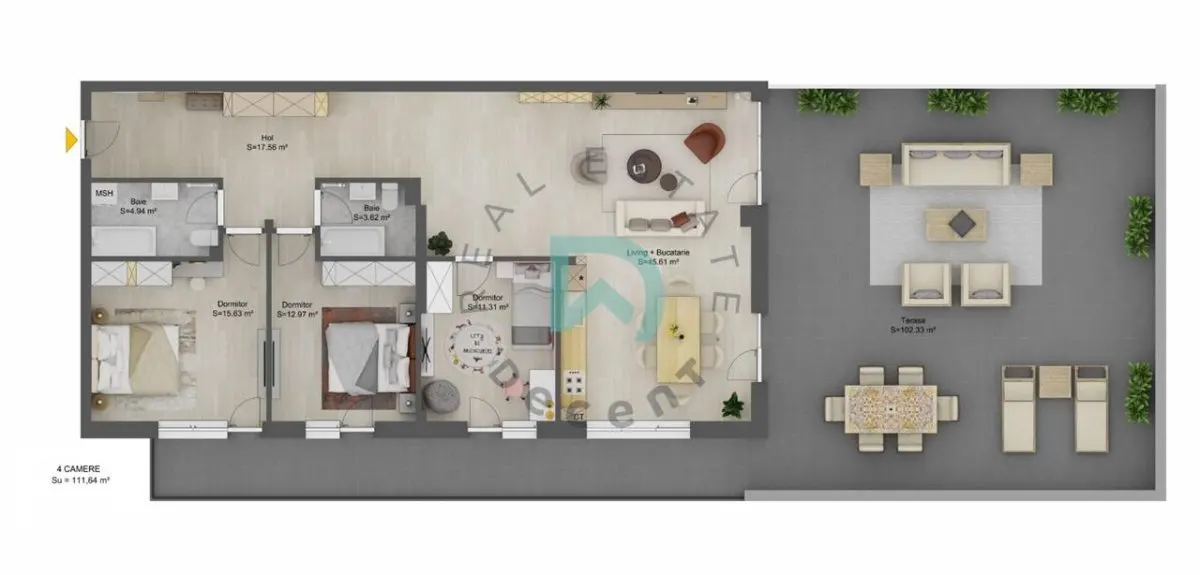 Apartament / penthouse nou cu 4 camere - 111,64 mp utili - Doamna Stanca, Selimbar - foto 1