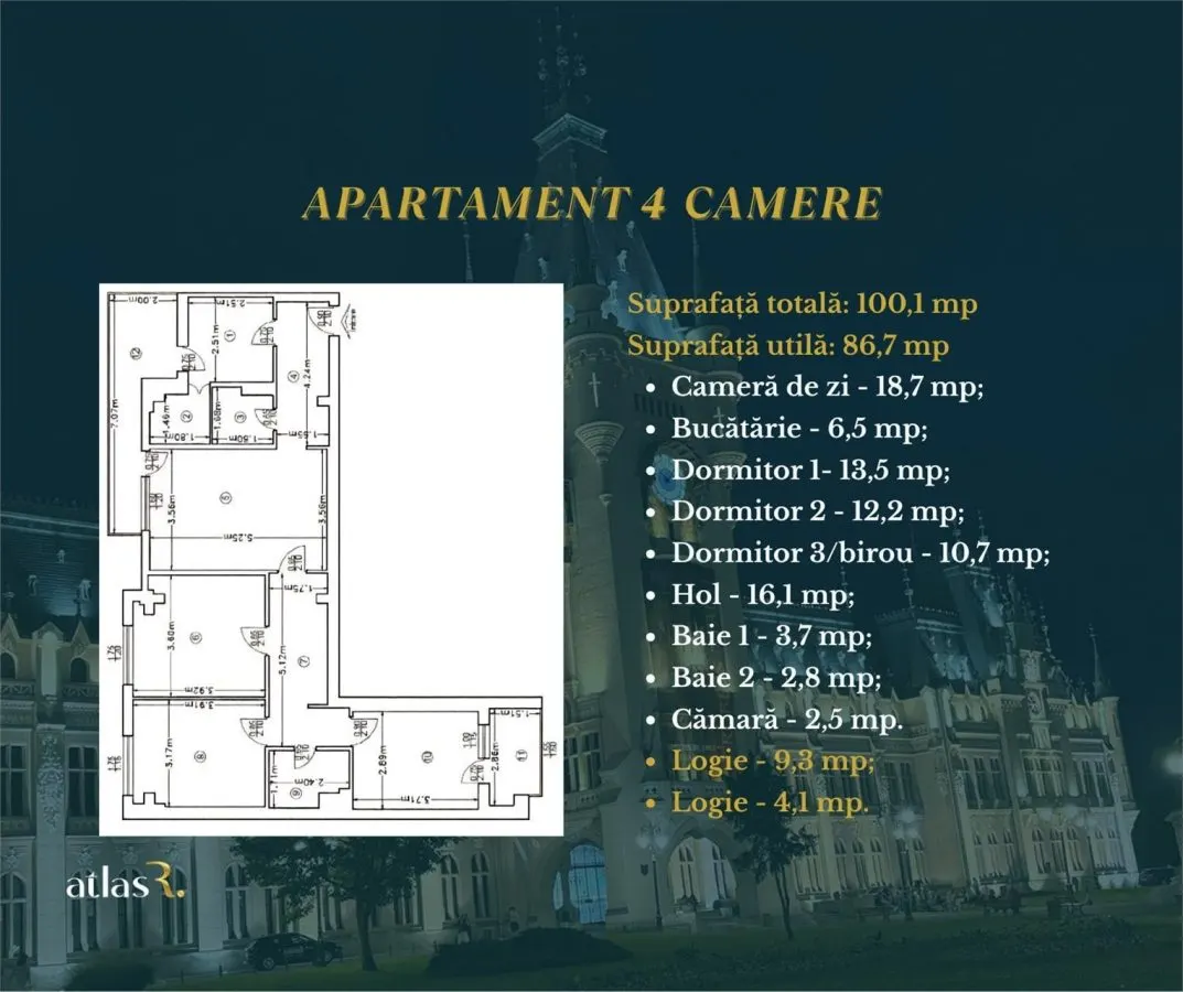 Apartament 4 camere | 100 mp | etaj 3 | Centru | Bloc 1980 - foto 1