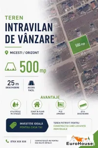 Teren Intravilan de Vanzare Micesti / Cartier Orizont | 500 mp | PUZ Aprobat - Alba Iulia