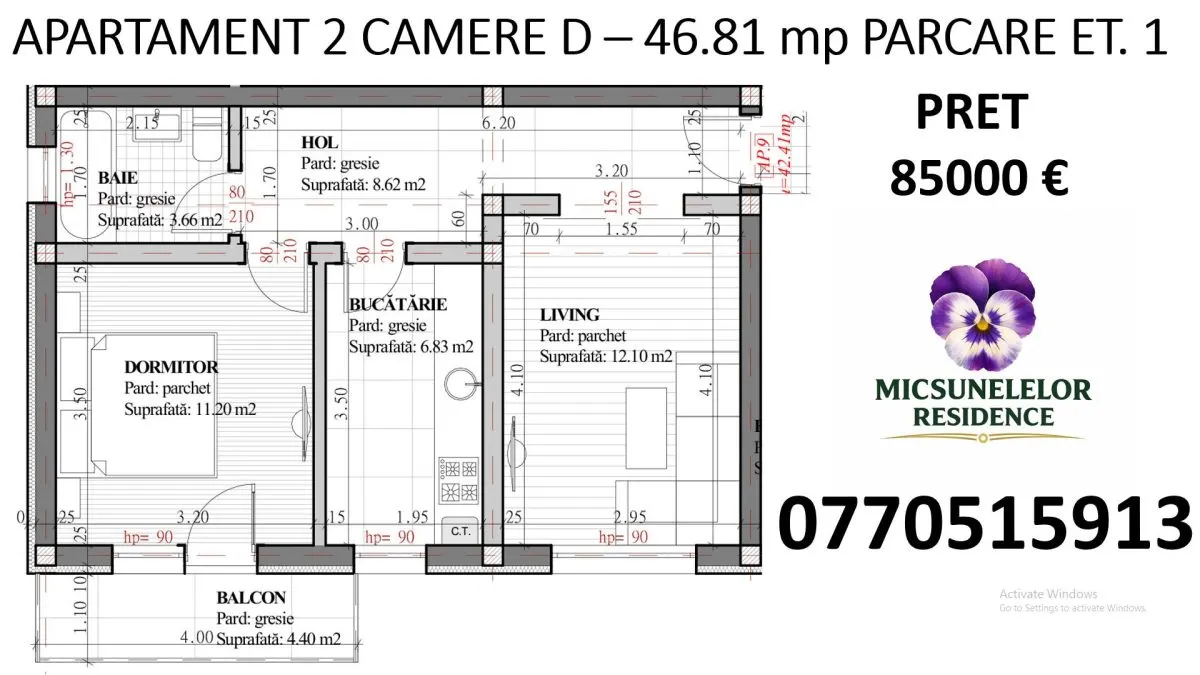 Capat CUG INTABULAT 2 camere  D 47 mp  parcare intabulata Lunca Cetatuii - foto 3