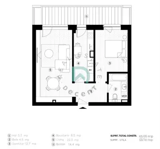 Apartament 2 camere de vanzare - Ansamblu rezidential nou, Sibiu - foto 4