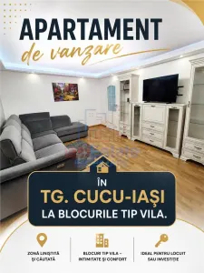 Apartament 2 camere decomandat, Tg. Cucu-Palatul de Justitie, renovat si mobilat - Iasi