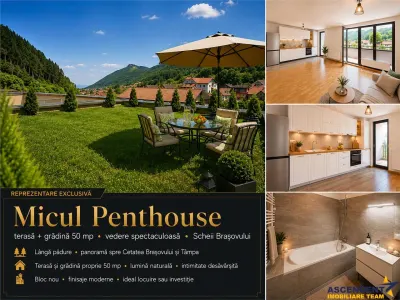 Priveliste de vis din MIcul Penthouse, terasa + gradina 50 mp, Cetatea Brasov - Brasov
