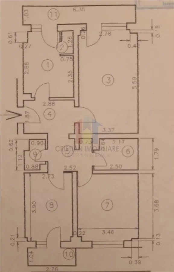 Apartament.3 camere, Calarasi-Continental, etaj intermediar+bloc cu lift - foto 8