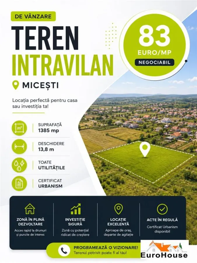 Teren Intravilan De Vanzare Micesti , 1385mp - foto 1