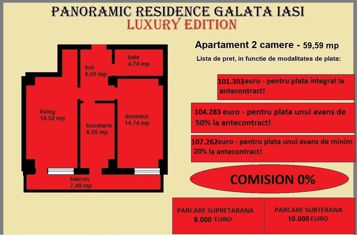 Apartament 2 camere de vanzare in Iasi, Galata, 59,59 mp, bloc nou - foto 2