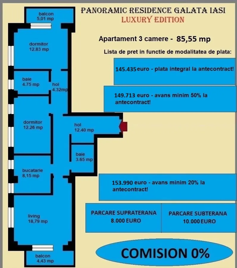 Apartament 3 camere decomandat, 2 bai, bloc 2025, RECEPTIONAT, 85,55 mp, Galata Iasi - foto 2