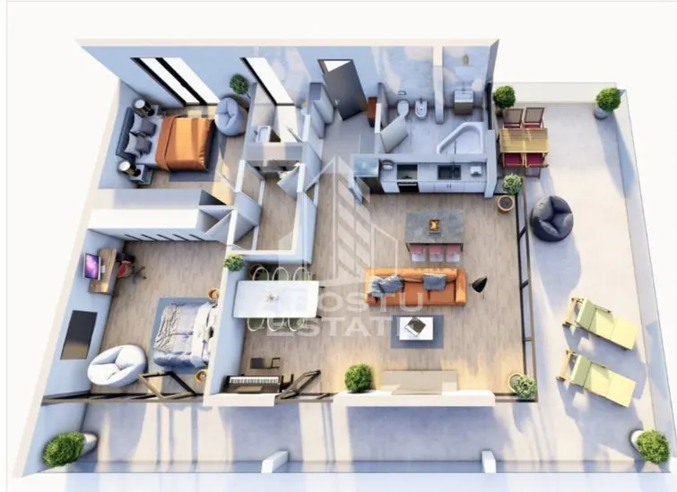 Apartament cu 3 camere, terasa 14 mp, bloc nou, zona Girocului - foto 2